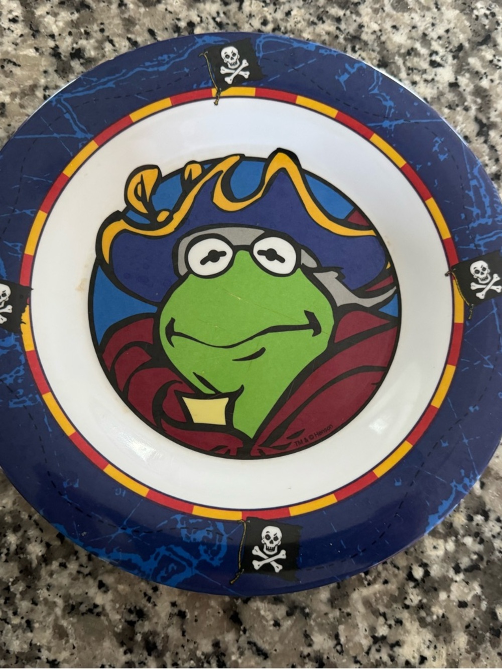 Muppets Kermit the frog Pirate Kids Plate - Green, Blue, Red